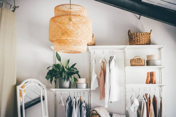 istock Modern wardrobe with stylish clothes and accessories 1327630169