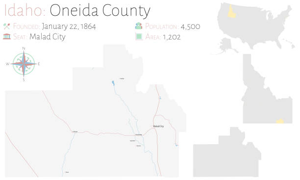 illustrazioni stock, clip art, cartoni animati e icone di tendenza di mappa della contea di oneida - oneida