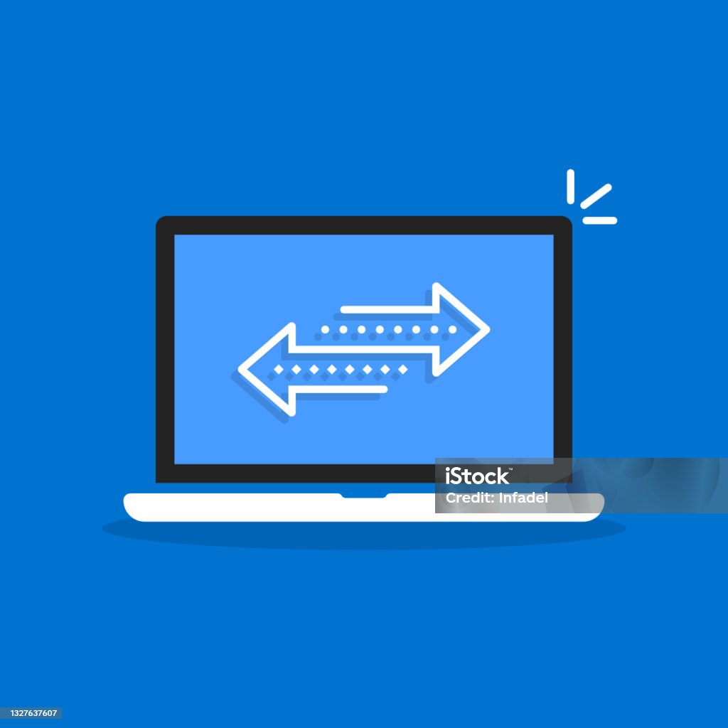 Computer File Transfer Cartoon Easy File Transfer With Cartoon Laptop Stock Illustration - Download ...