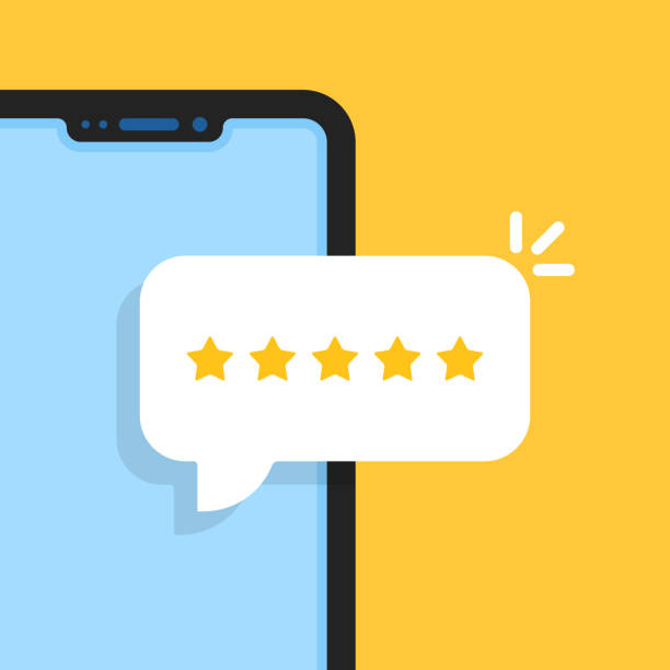 good experience like customer review good experience like customer review. flat cartoon modern graphic callcenter design element isolated on yellow background. concept of reminder or notify in messenger and instant message with buble customer feedback stock illustrations