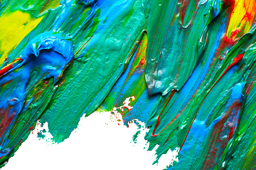 Blue and green paint strokes texture abstract background