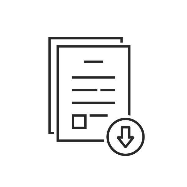 illustrations, cliparts, dessins animés et icônes de ligne mince télécharger un fichier pdf comme le téléchargement de documents - computer icon symbol e reader mobile phone