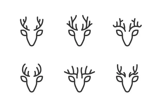 Vector illustration of Deer Head Vector Logo Icons Editable Stroke