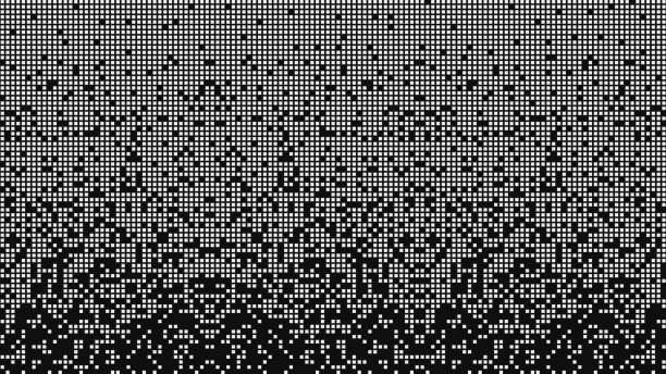 blok putih matriks terfragmentasi jatuh pada latar belakang hitam. sepertinya defragmenter disk atau permainan tetris. latar belakang vektor horizontal. - situs judi online ilustrasi stok