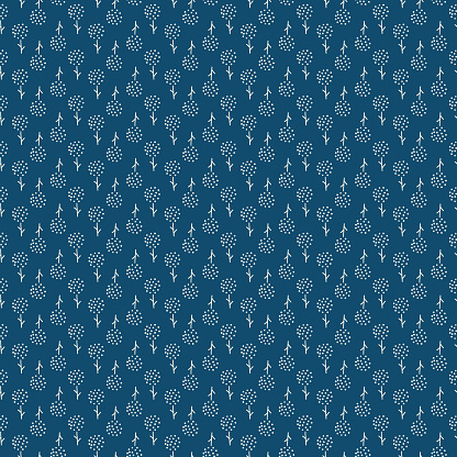 Little blue flower pattern. Ditsy small cute print. Seamless floral vector motif for textile