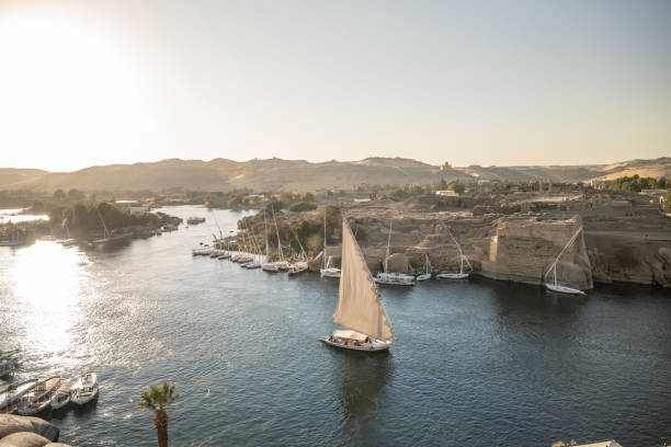 istock Feluccas on the Nile river in Aswan, sunset 1327653260