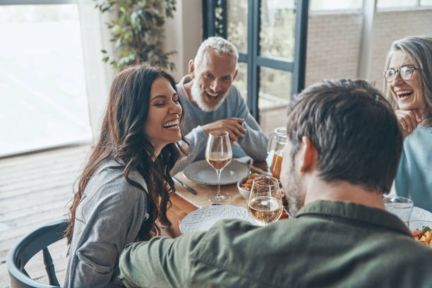 istock Happy family communicating and smiling 1327653995