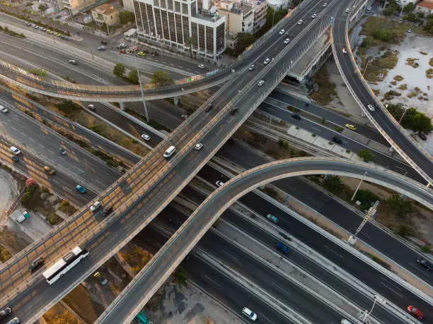 Photo of Aerial view of traffic overpass in Athens