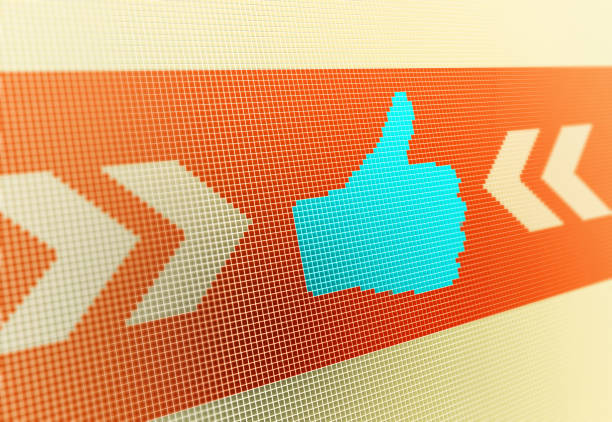 Thumbs Up Symbol on Pixelated Background