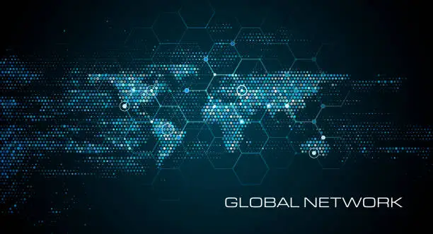 Vector illustration of Abstract Network World Map Background