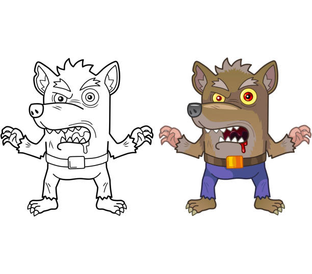  Ilustración de Hombre Lobo Monstruo Libro Para Colorear Ilustración Divertida y más Vectores Libres de Derechos de Hombre lobo