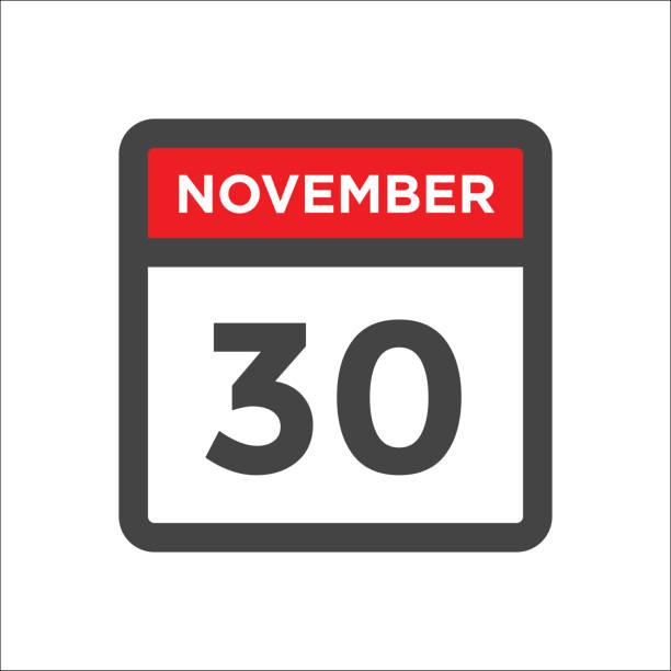 November 30 calendar icon with day and month November 30 calendar icon w day of month 2024 30 stock illustrations