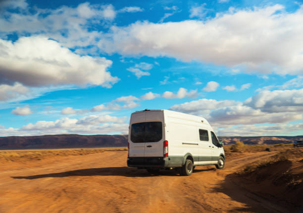 istock White van on a dirt road of Monument Valley 1327669925