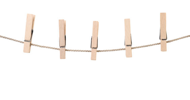 istock Clothespins on a rope on a white background. Isolated 1327672702