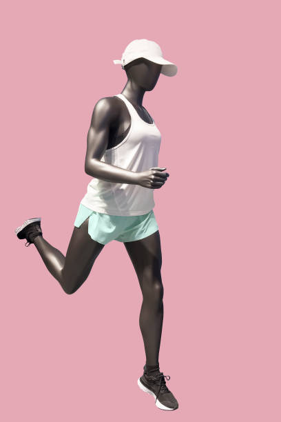 istock Full length running female mannequin. 1327673760