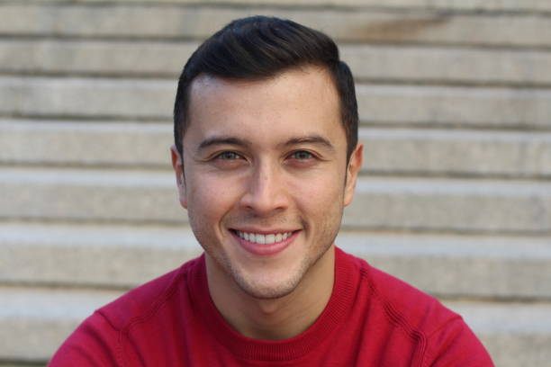 istock Mixed race young man with blue eyes 1327676291