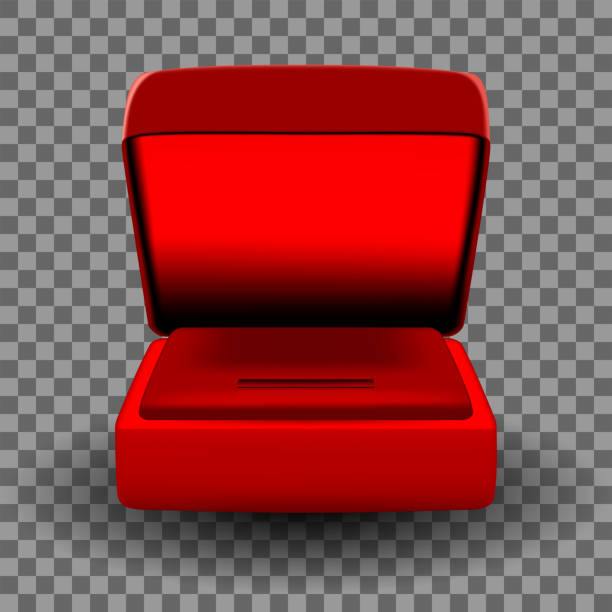 istock Vector. Realistic jewelry case made of red velvet on a checkered background. Design element for advertising and typographic products (brochures, banners, postcards, covers, flyers, packaging). 1327684782