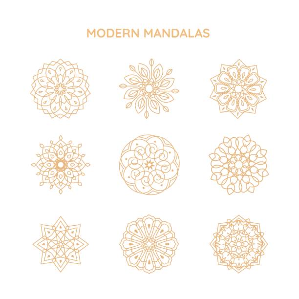 Modern mandalas logo vector templates, abstract symbols in ornamental ethnic style, emblems for luxury products, hotels, boutiques, jewelry, oriental cosmetics, spa, restaurants, shops and stores. Modern mandalas logo vector templates , abstract symbols in ornamental ethnic style, emblems for luxury products, hotels, boutiques, jewelry, oriental cosmetics, spa, restaurants, shops and stores. mandala stock illustrations
