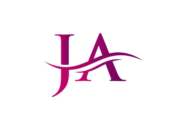 JA logo Design. Premium Letter JA Logo Design with water wave concept Letter JA Logo Design with water wave concept crystal letter j stock illustrations