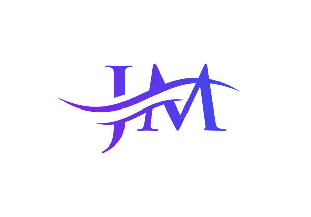 JM Logo design vector. Swoosh letter JM logo design. Initial JM letter linked logo vector template Swoosh letter JM logo design. Initial JM letter linked logo vector template crystal letter j stock illustrations