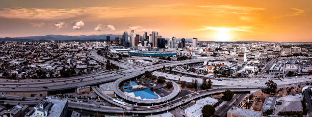 istock Los Angeles skyline sunrise view 1327691387