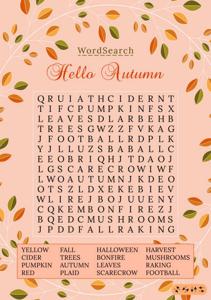 Autumn word search puzzle fall season crossword puzzle for ...