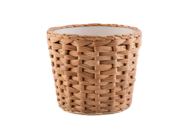 istock Wicker flowerpot isolated on white background with clipping path 1327695733
