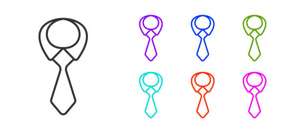 istock Black line Tie icon isolated on white background. Necktie and neckcloth symbol. Set icons colorful. Vector 1327696932