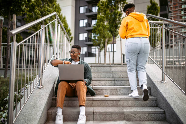 istock Finishing work on laptop in public park 1327703341