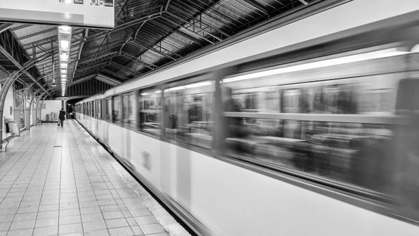 istock Paris. Metro train speeding up on the subway 1327707038