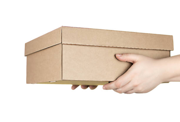 istock Large cardboard box in hands isolated on white background 1327707651