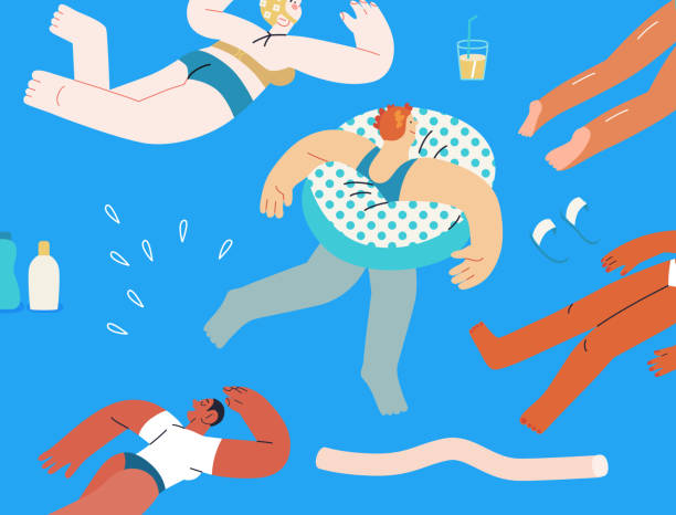 illustrations, cliparts, dessins animés et icônes de activités de station balnéaire, illustration vectorielle plate moderne - inflatable ring water wings swimming pool float