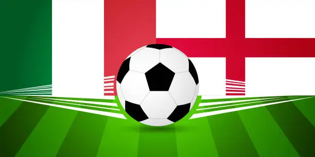 Vector illustration of England vs Italy soccer match, vector banner.