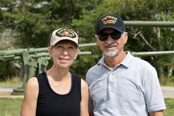 istock Military couple posing for camera 1327713589