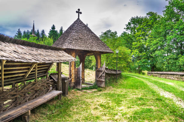 Maramures, Romania. Old village Sighetu Marmatiei in Transylvaina, romanian traditional architectural style, life in the countryside.
