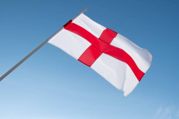 istock English flag waving in wind. 1327715470