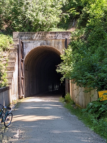 This is one of the tunnel entrances on the Hiawatha Mountain Bike Trail.  It is near Mullan, Idaho.