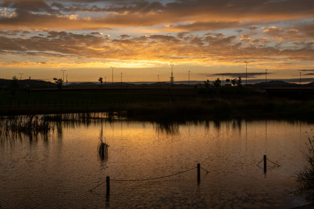 istock Beautiful evening sky reflected in the pond 1327722477