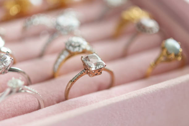 istock Jewelry diamond rings in box 1327728343