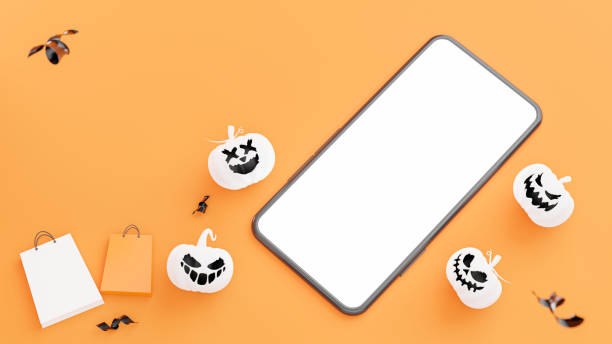 istock smartphone with halloween shopping concept for product display 1327728836