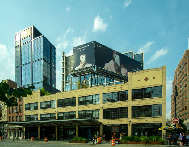 Horizontal view of Apple West 14th Street. Located in the Meatpacking District. New York, NY - USA - July 6, 2021: Horizontal view of Apple West 14th Street. Located in the Meatpacking District. logan west stock pictures, royalty-free photos & images