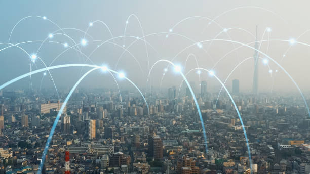 istock Smart city and communication network concept. 5G. IoT (Internet of Things). Telecommunication. 1327735702