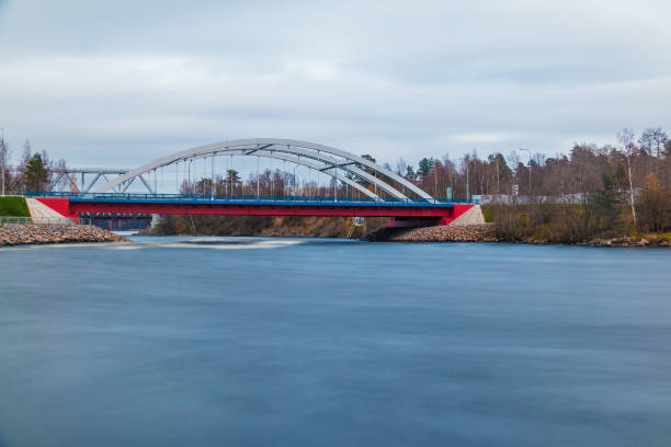 istock Long-exposure view of Vuoksi River Bridge 1327748458