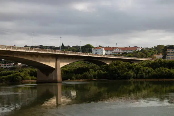 Arched motorway bridge over durban's umgeni river