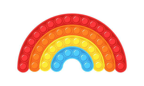 istock Pop it fidget. Trendy sensory plaything. Rainbow shaped antistress children game. Colorful hand toy with push bubbles. Vector illustration in flat cartoon style 1327751193