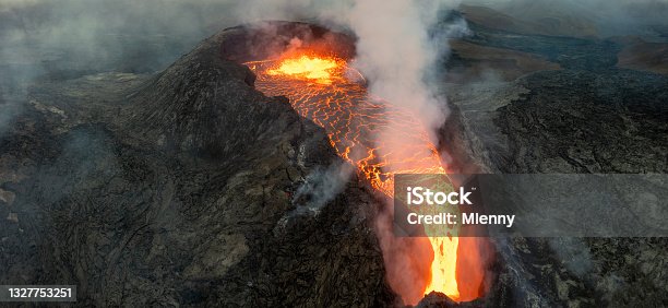 istock Iceland Fagradalsfjall Volcano Eruption Lava Stream Panorama 1327753251