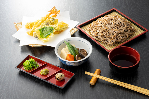 Background material photography of Japanese food soba