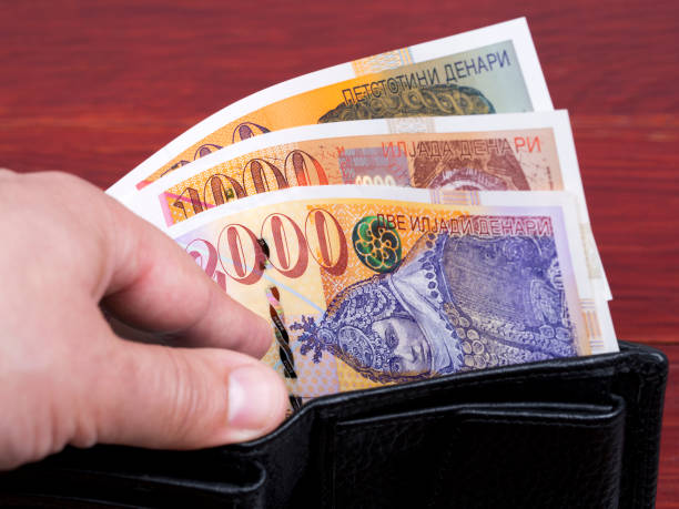 istock Macedonian money in the black wallet 1327758170