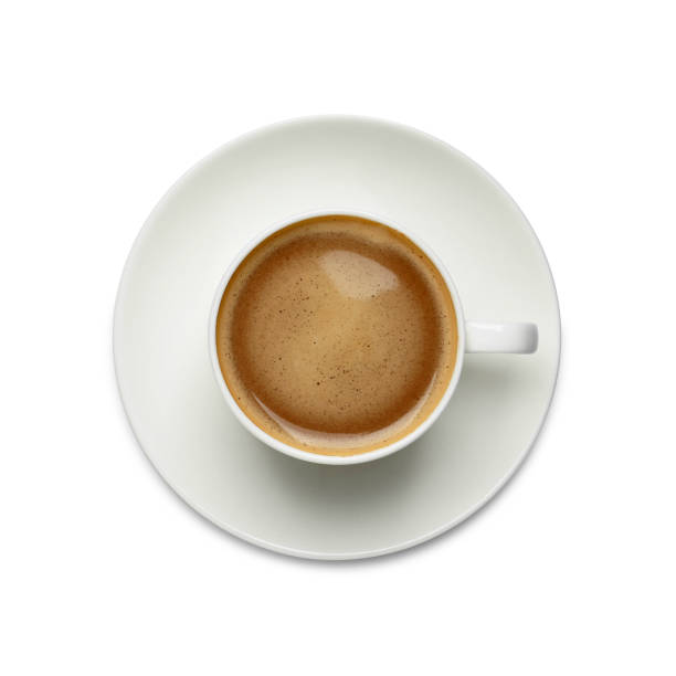 istock Cup of aromatic hot coffee on white background, top view 1327762176