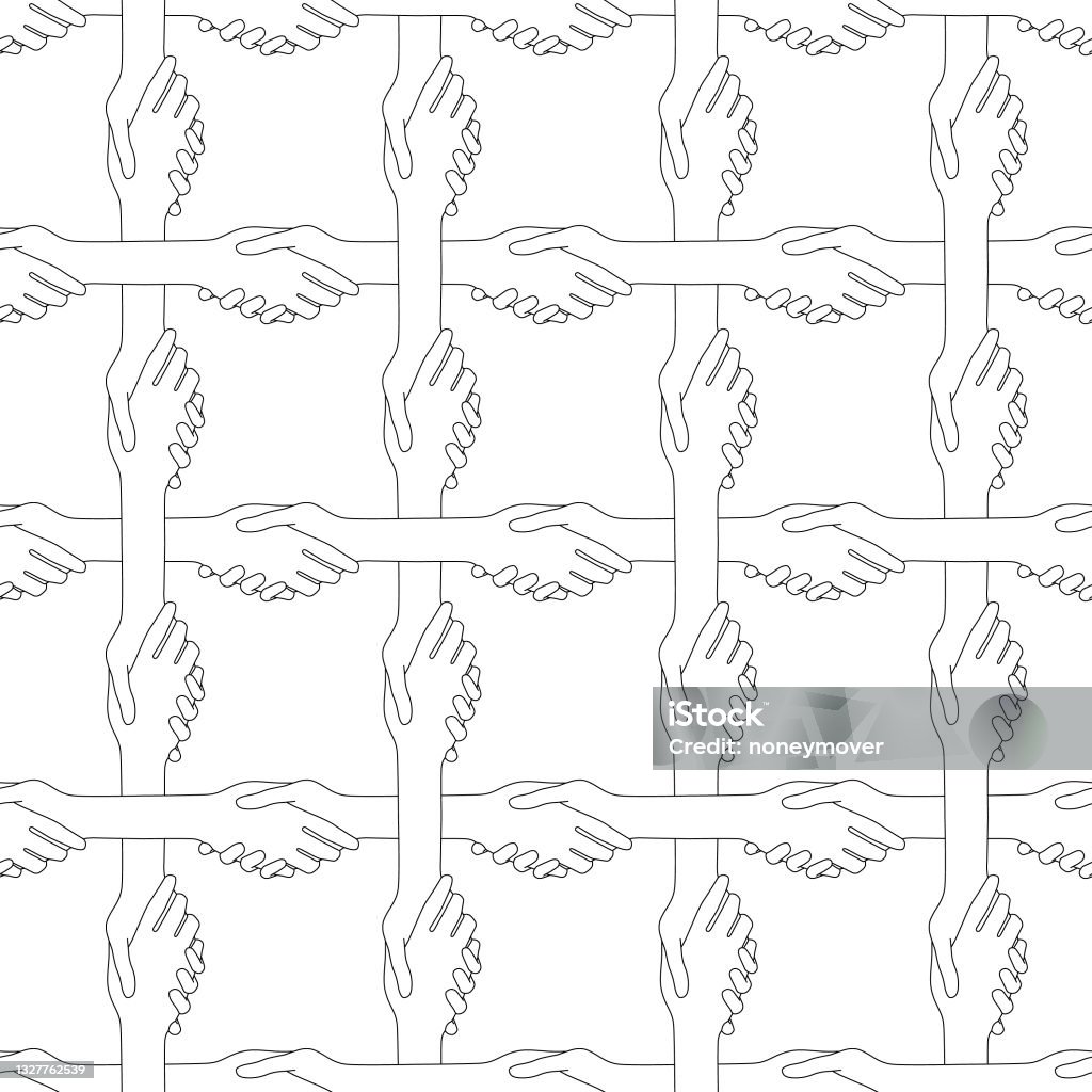 Circular Handshake Pattern Handshake Seamless Pattern Stock Illustration - Download Image Now - A ...